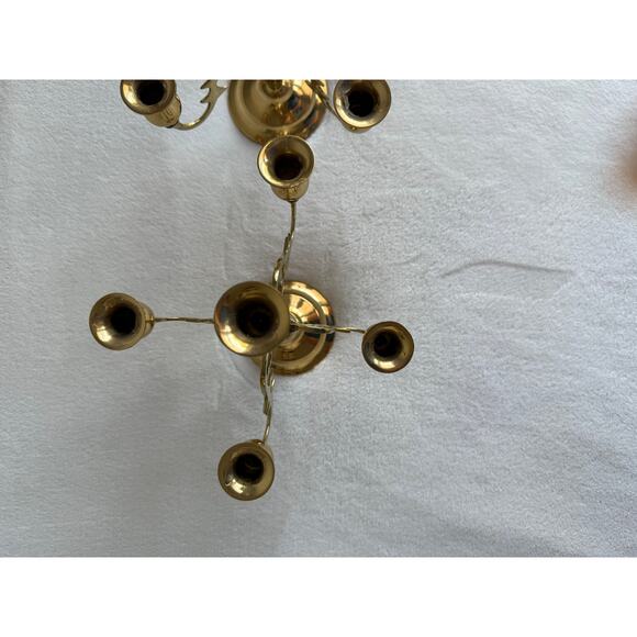 Vintage Ornate 2 Piece Gold Brass Candelabra Candleholder 5 Candle Holder - Picture 11 of 12